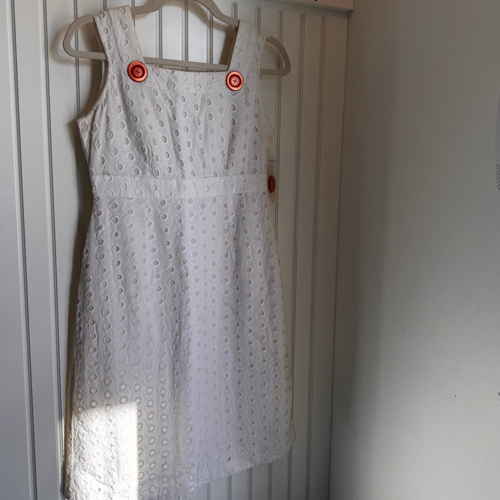 Eyelet Lace Cotton Dress W/ Button Down Back Detail Feminine Garden Girl Sz 2